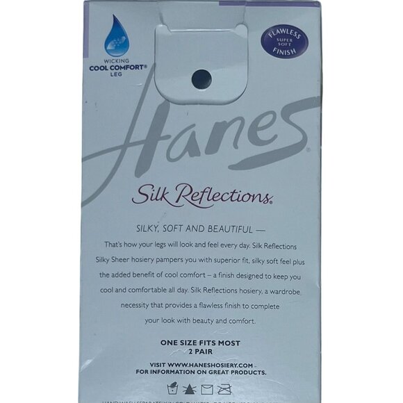 Hanes Silk Reflections Knee Highs Pantyhose OS 2 Pairs Navy Reinforced Toe - Picture 4 of 5